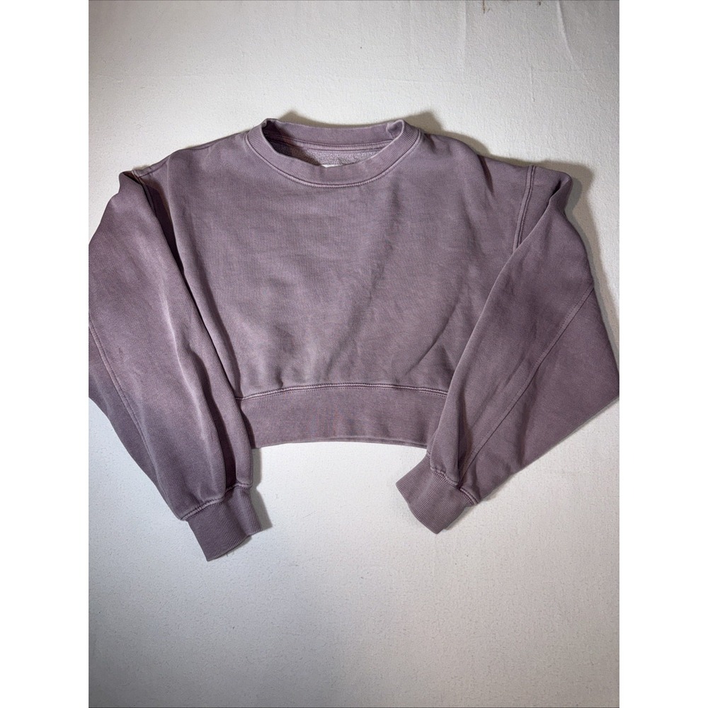 Zara Kids Cropped Sweatshirt 13-14 Years Fits Womens XS Mauve Purple Wash Fleece